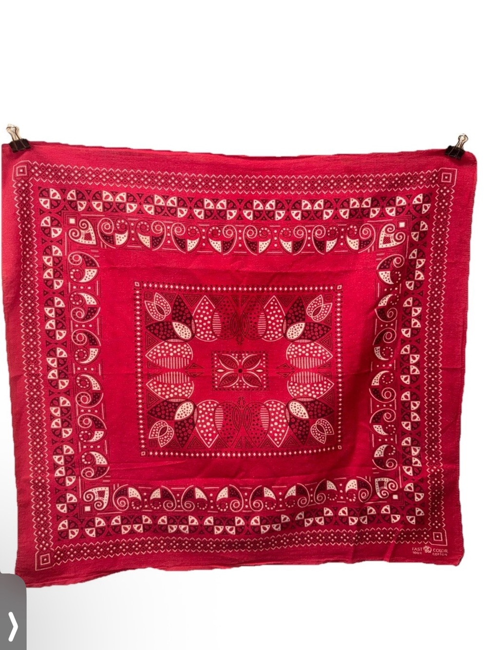 VTG Red Rockabilly Bandana Elephant 'Trunk Up'  Fast Color Cotton 1950s/60s